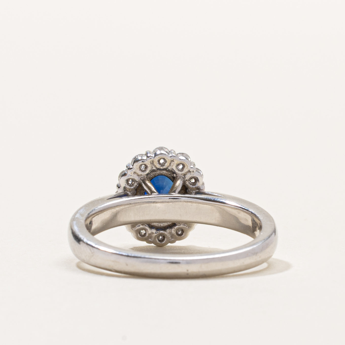 14k Oval Cut Sapphire & Diamond Halo Ring | 1.00ct, 0.24ctw | SZ 6