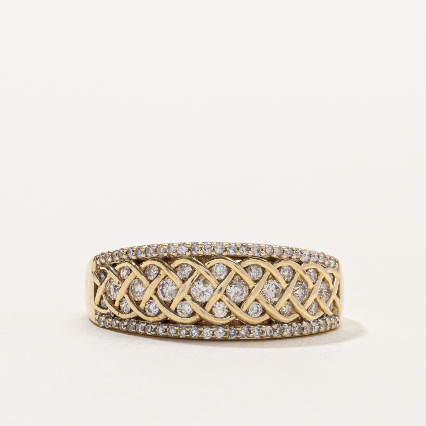 10k Semi Eternity Diamond Braided Band | SZ 8