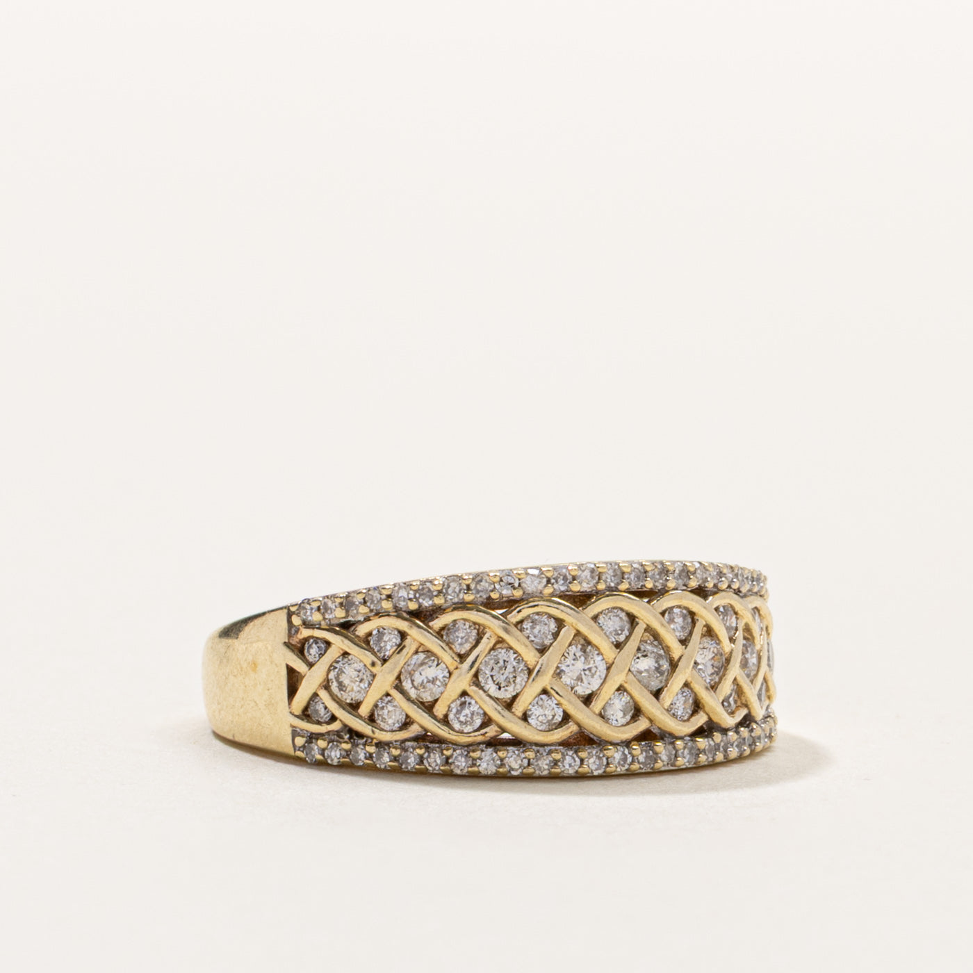 10k Semi Eternity Diamond Braided Band | SZ 8