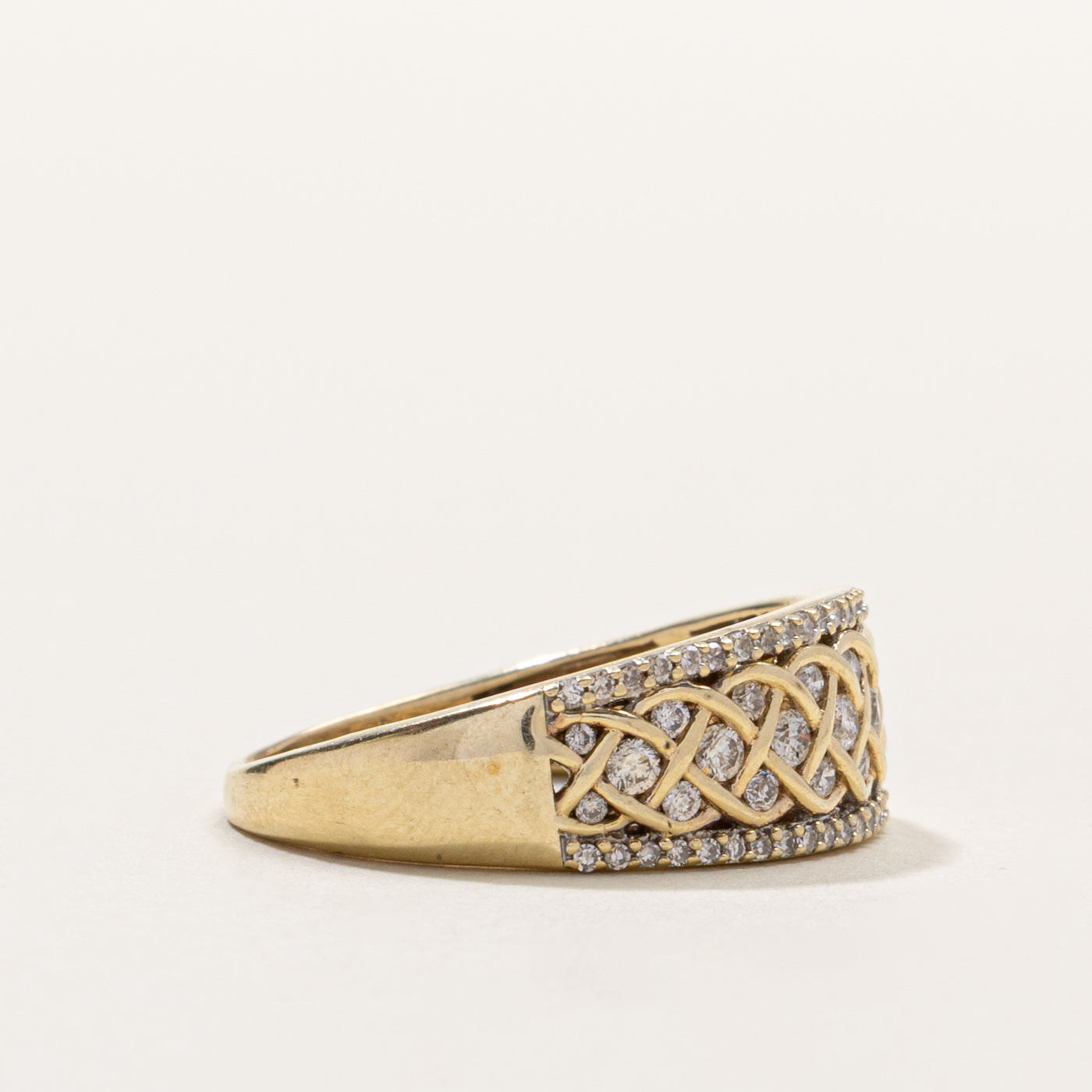10k Semi Eternity Diamond Braided Band | SZ 8