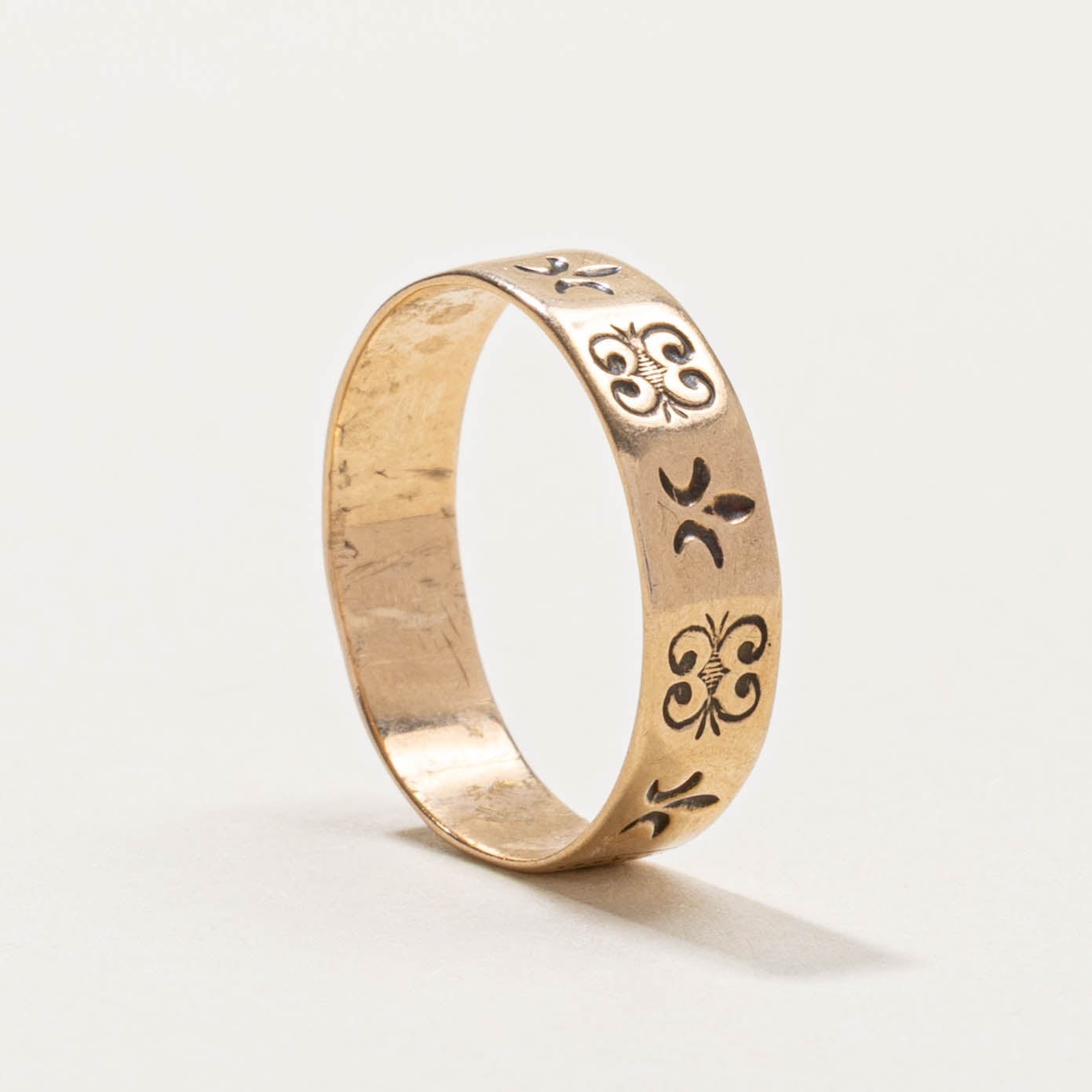 10k Yellow Gold Engraved Band | 4.65mm | SZ 4.5