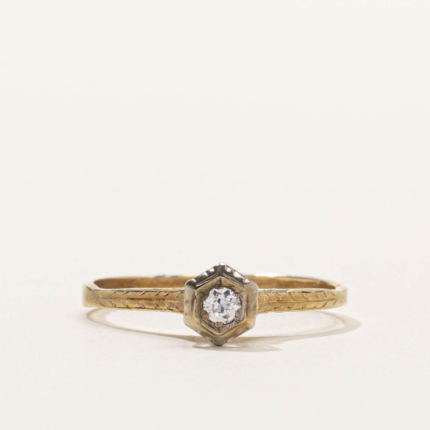 Art Deco Old European Cut Diamond Hexagon Ring | 0.05ctw | SZ 7.5