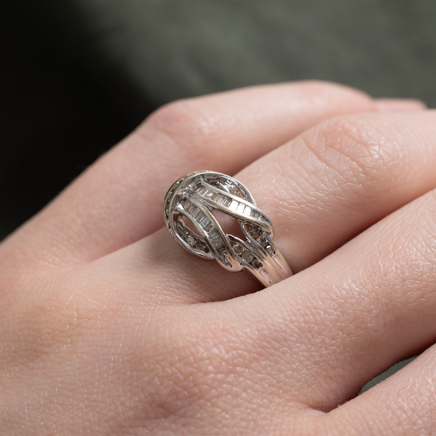 10k Channel Set Diamond Double Crossover Ring | 0.30ctw | SZ 5