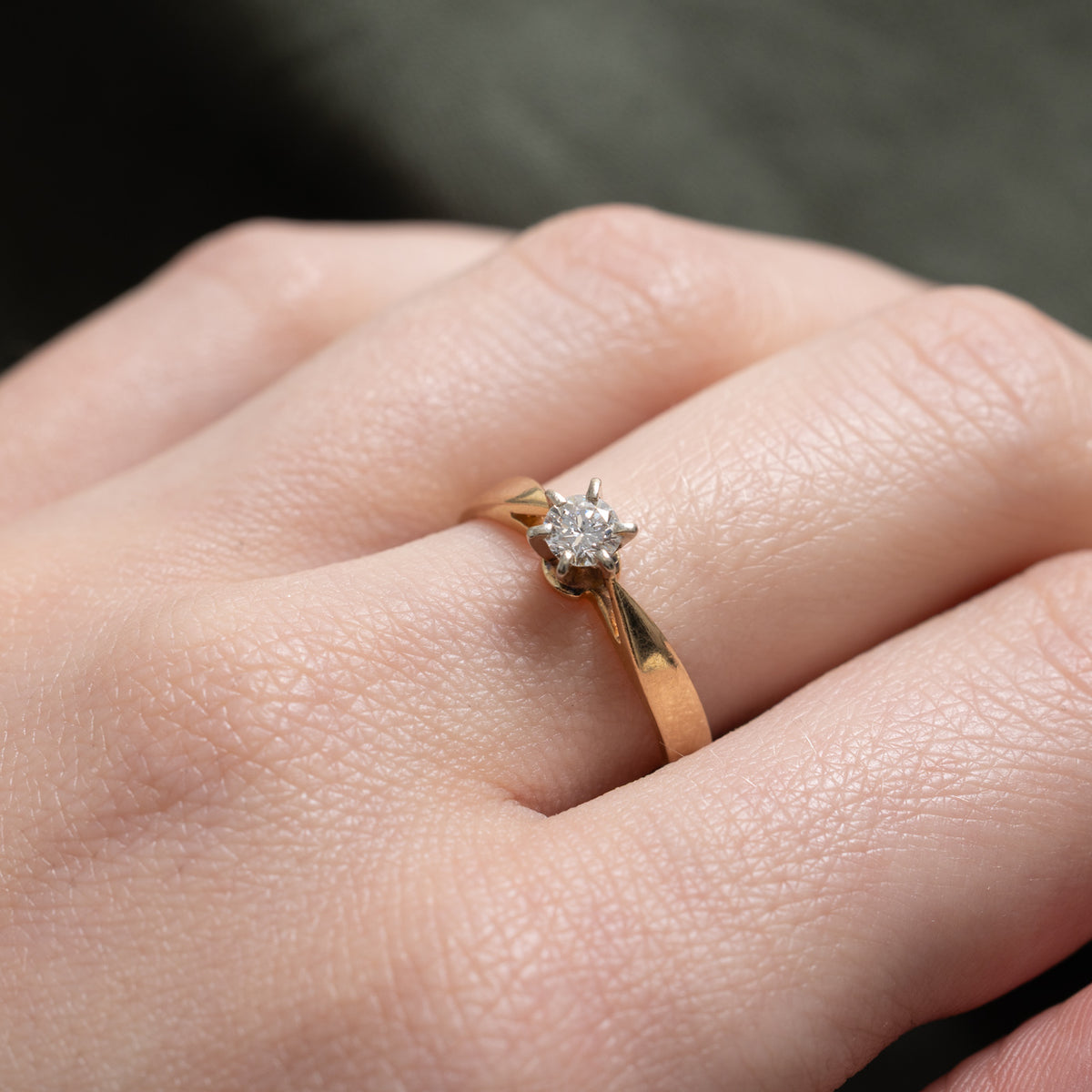 14k Solitaire Diamond Reverse Tapered Ring | 0.24ct | SZ 6.5