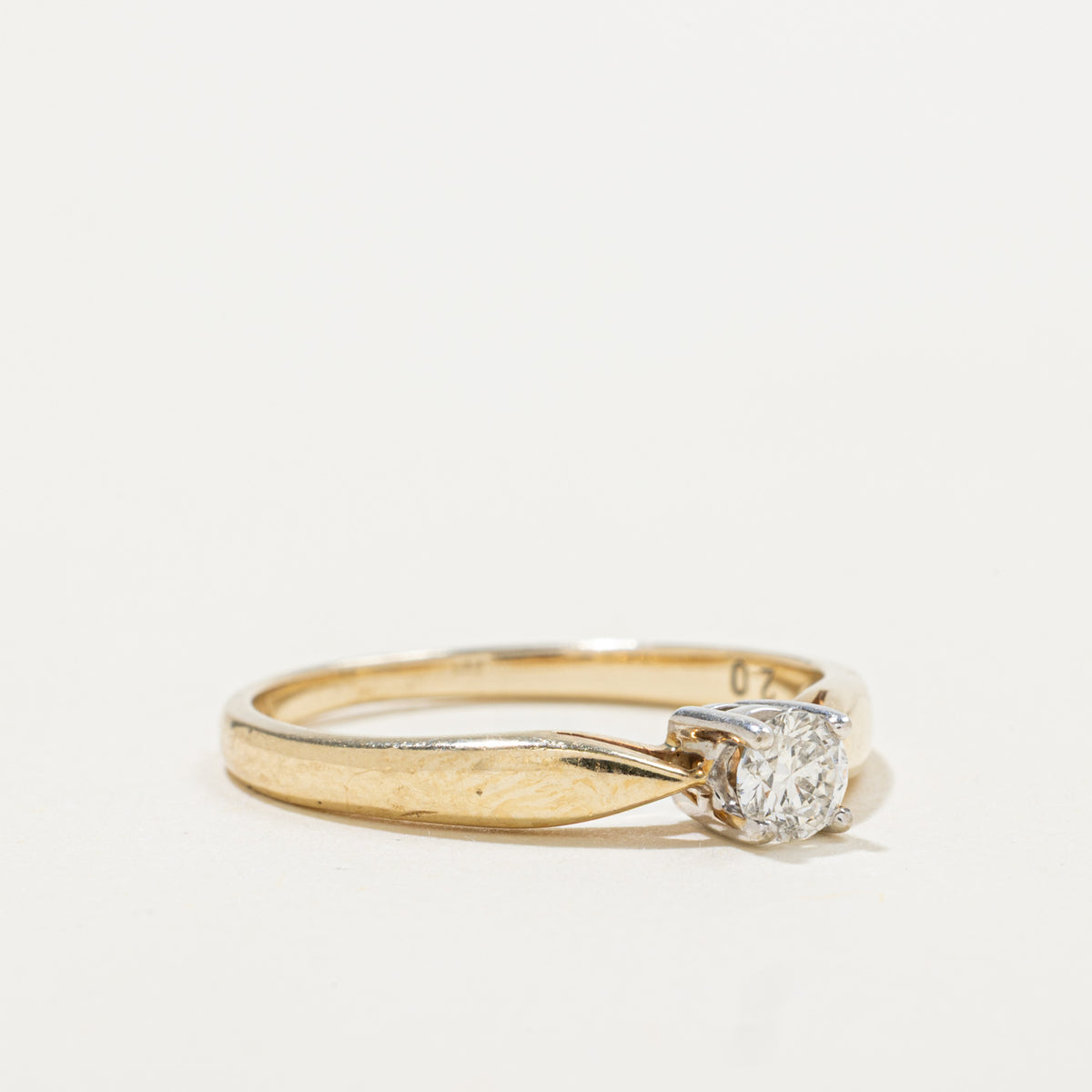10k Solitaire Diamond Reverse Tapered Ring | 0.19ct | SZ 6.5