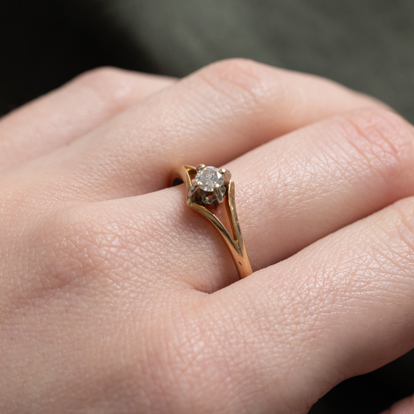 14k Solitaire Diamond Rhombus Ring | 0.20ct | SZ 9