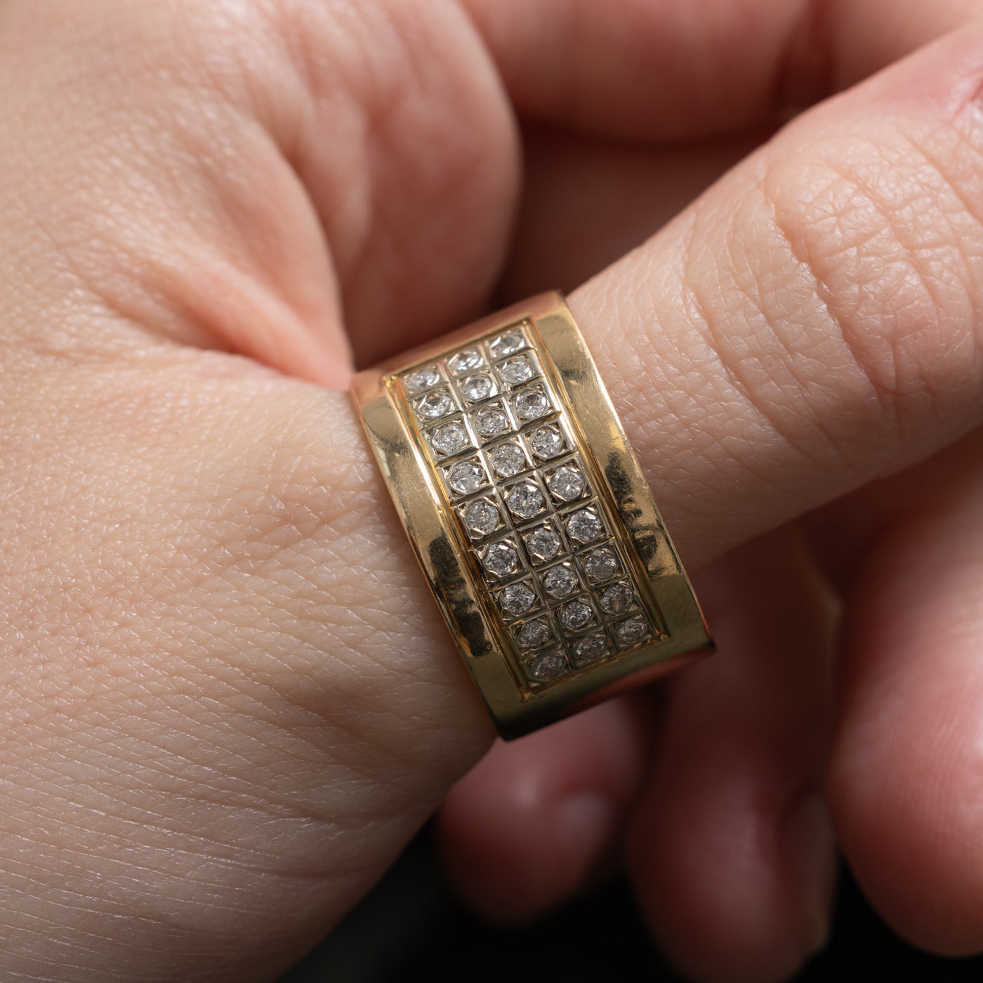 14k Diamond Grid Cigar Band | 0.75ctw | 13.90mm | SZ 11.5