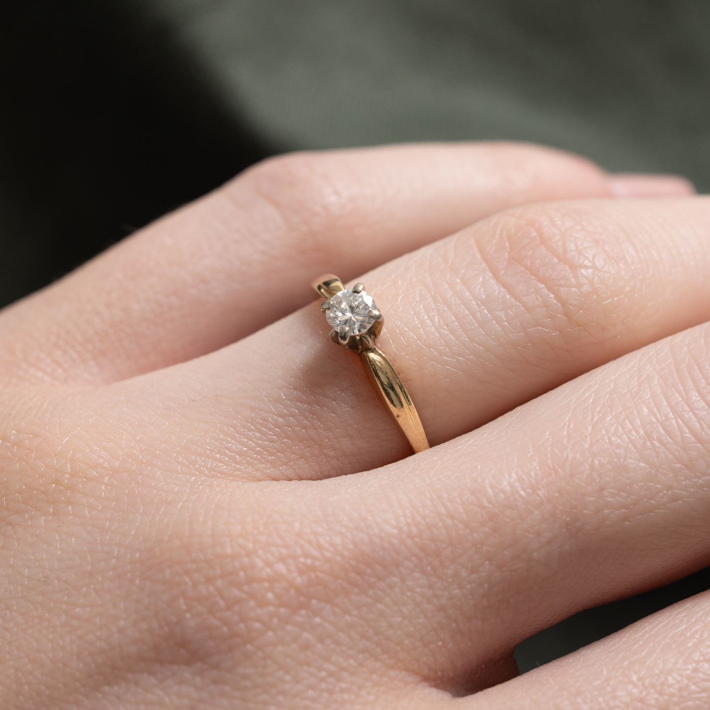 14k Solitaire Diamond Reverse Tapered Ring | 0.22ct | SZ 5