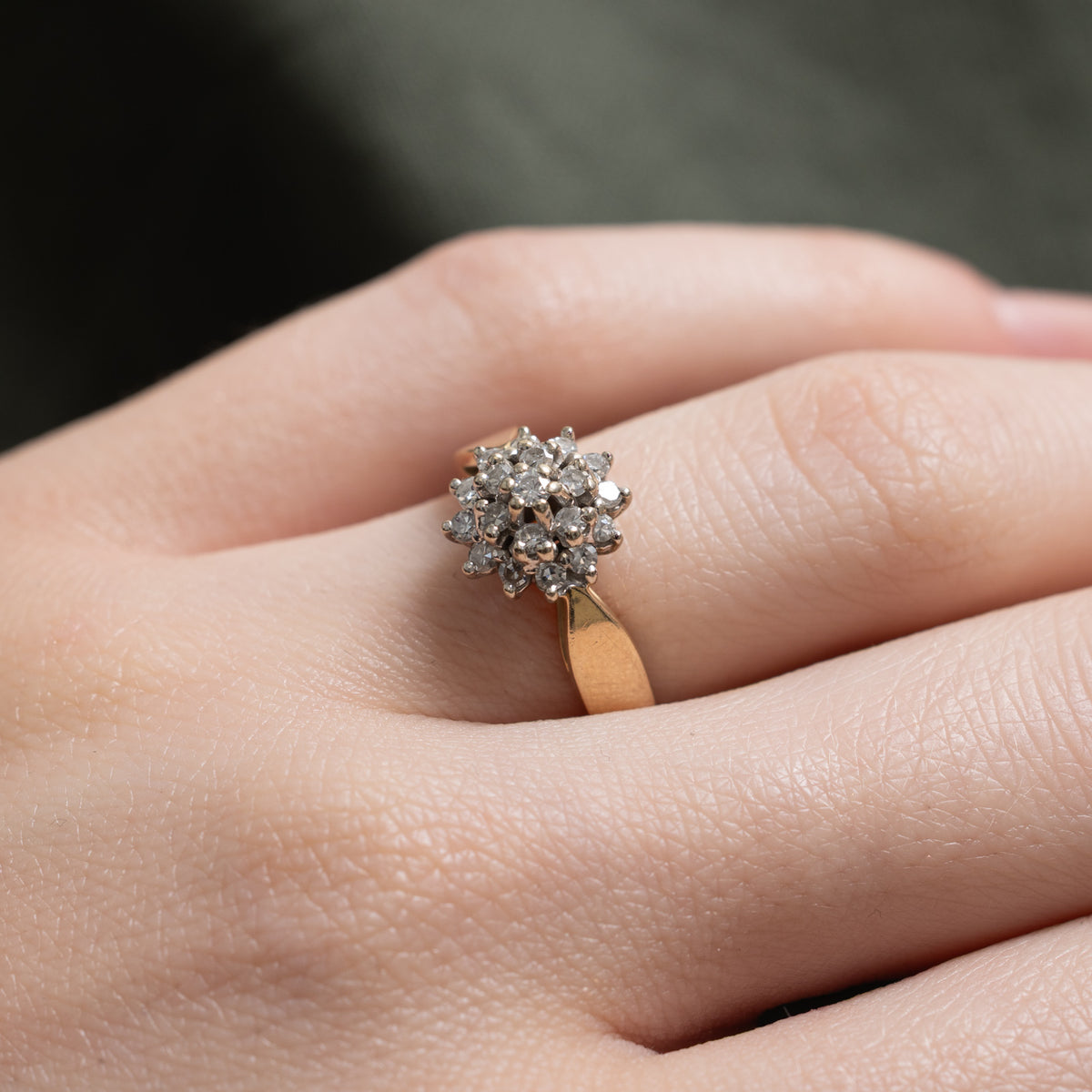 14k Diamond Floral Cluster Reverse Tapered Ring | 0.38ctw | SZ 5.25