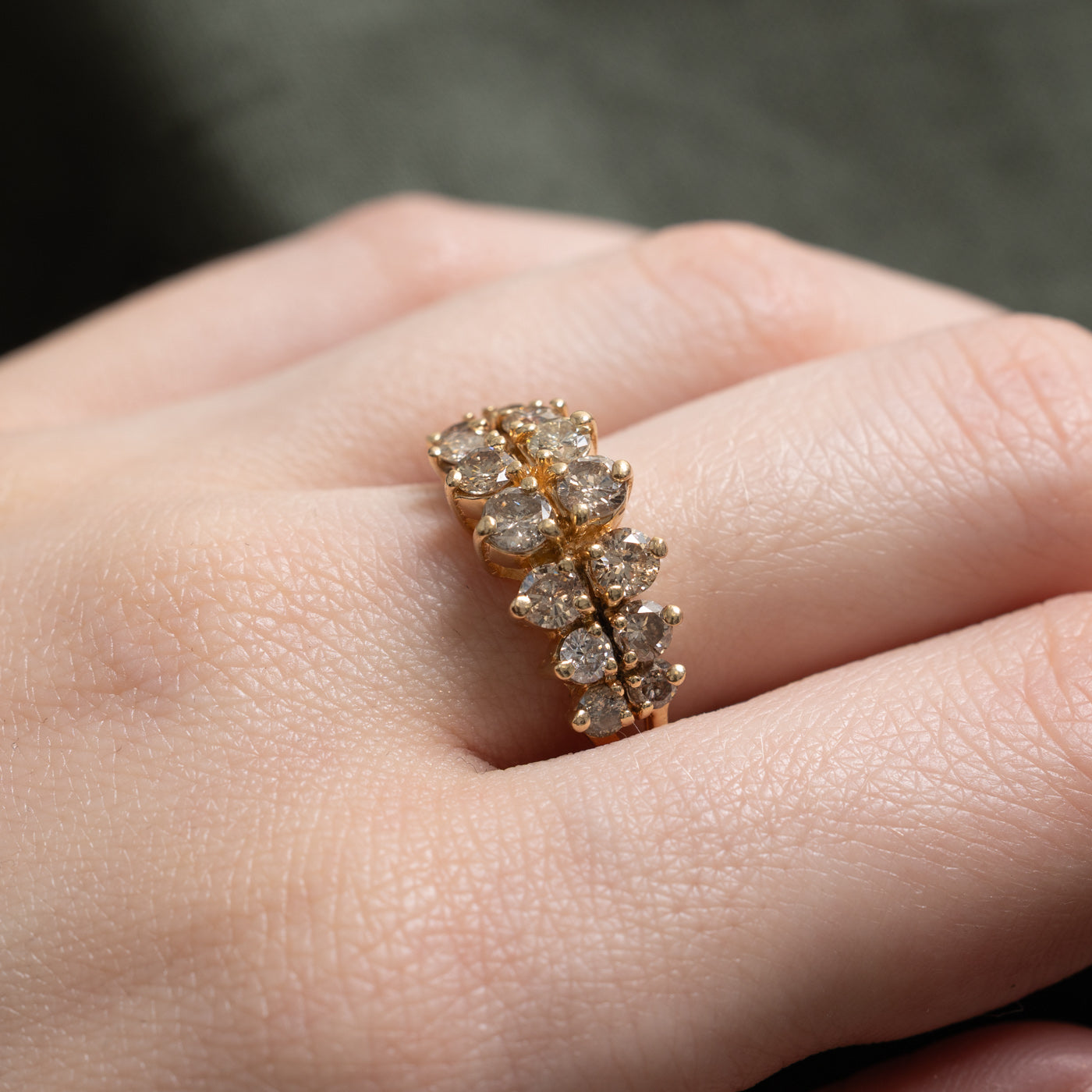 14k Double Row Brown Diamond Ring | 1.42ctw | SZ 8.5