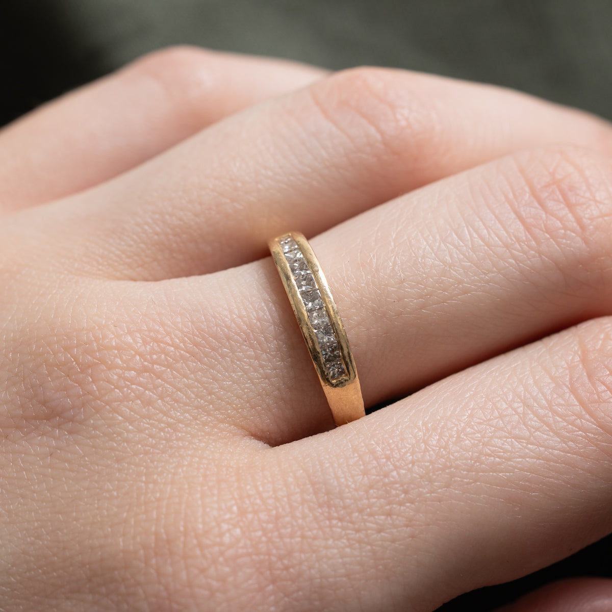 14k Semi Eternity Princess Cut Diamond Band | 0.25ctw | 3.85mm | SZ 7.25