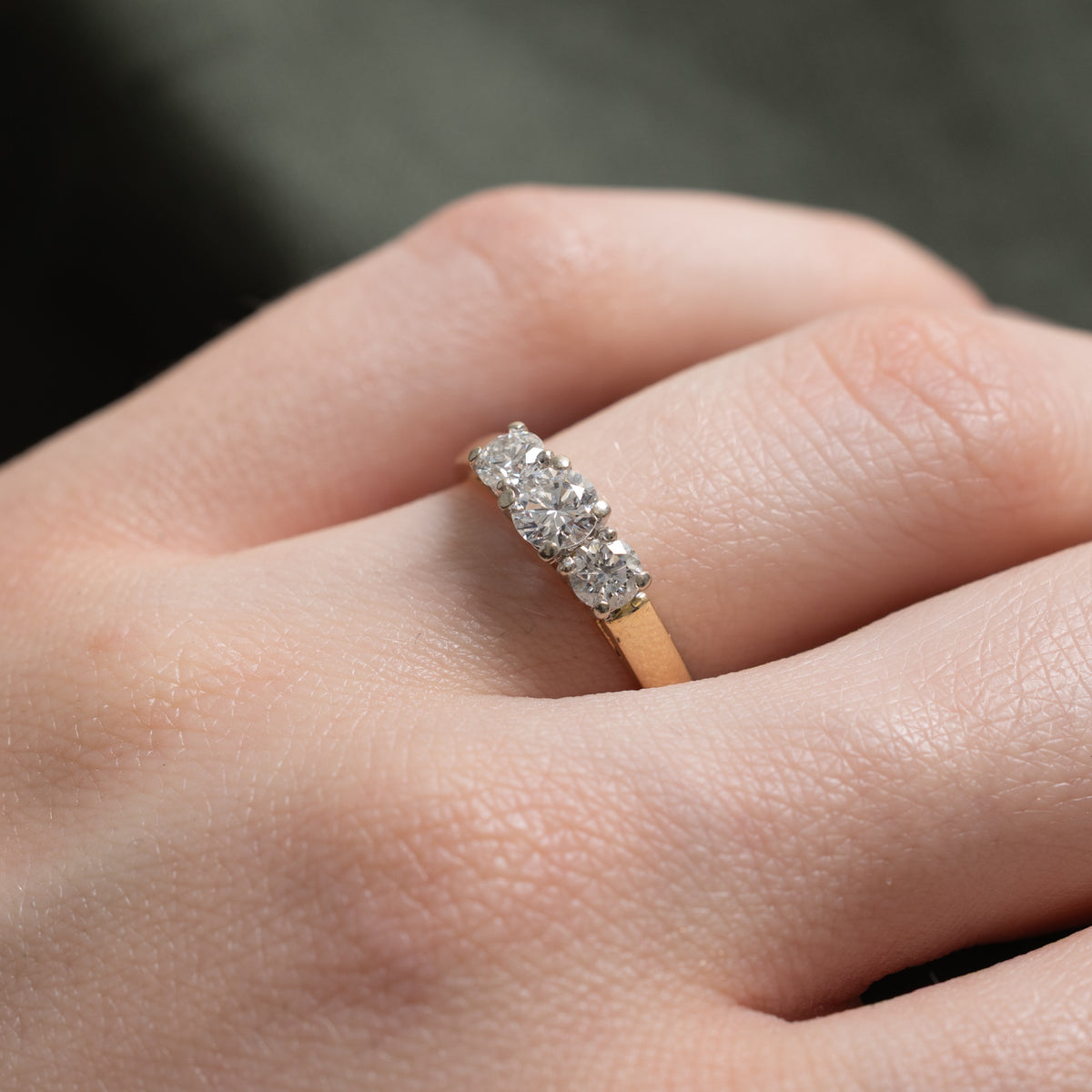 14k Three Stone Diamond Engagement Ring | 0.66ctw | SZ 5.75