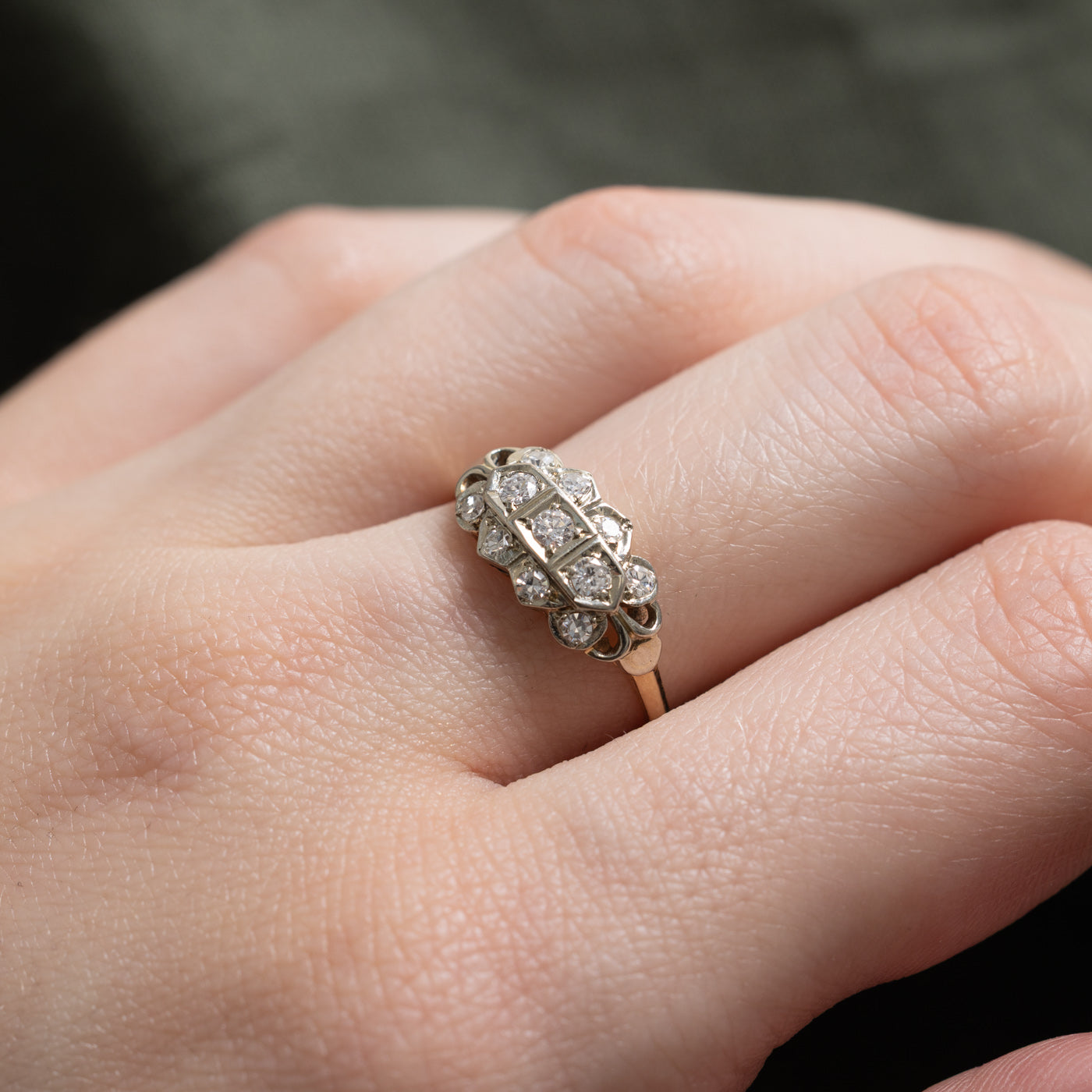 Three Stone Diamond Accented Panel Ring | 0.28ctw | SZ 6.75