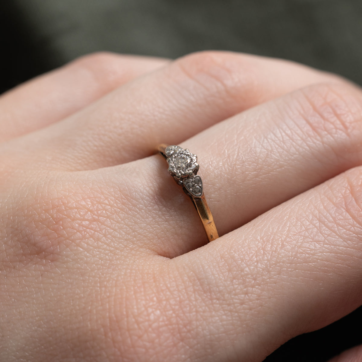 18k Illusion Set Diamond Heart Accented Ring | 0.07ct | SZ 7