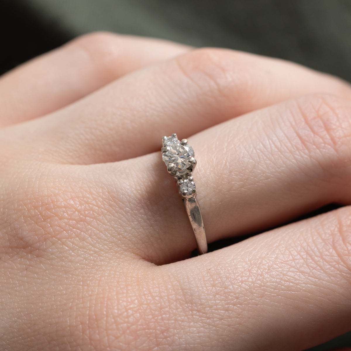 18k White Gold Diamond Accented Ring | 0.48ct SI2 H, 0.10ctw | SZ 6.75
