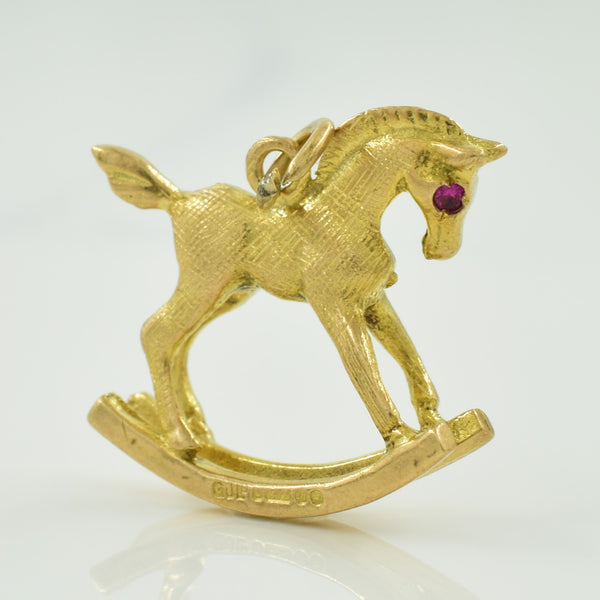 Synthetic Ruby Rocking Horse Charm |