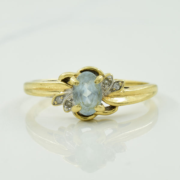 Aquamarine & Diamond Bypass Ring | 0.36ct, 0.02ctw | SZ 7.5 |