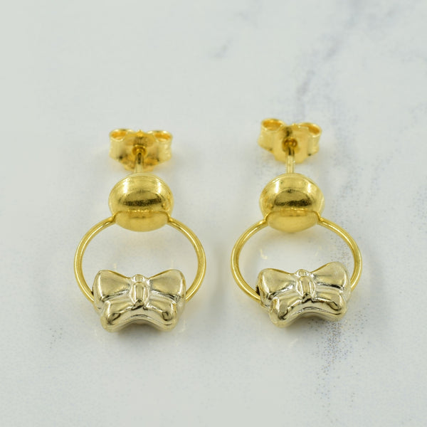 18k Two Tone Gold Bow Earrings |