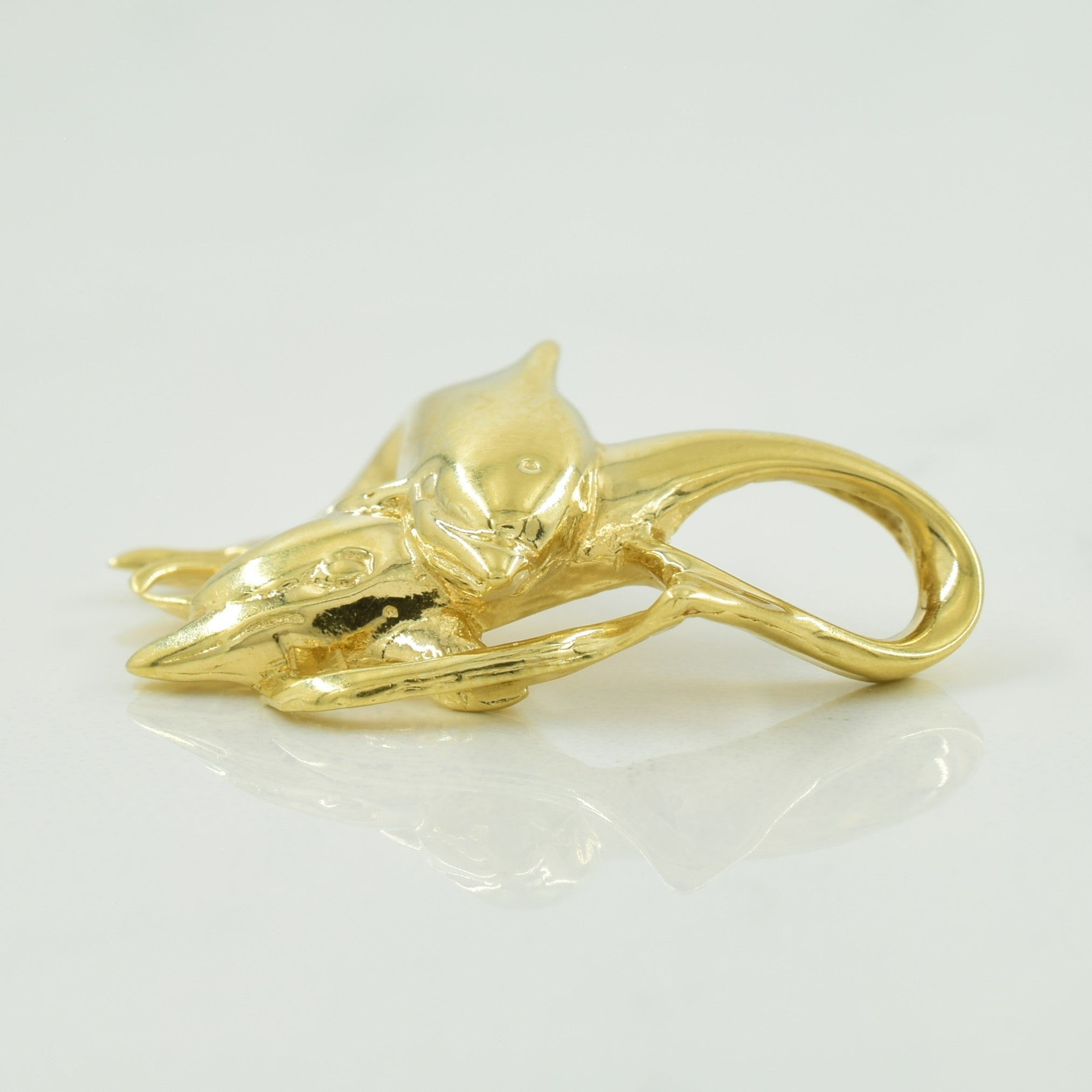 14k Yellow Gold Double Dolphin Pendant |