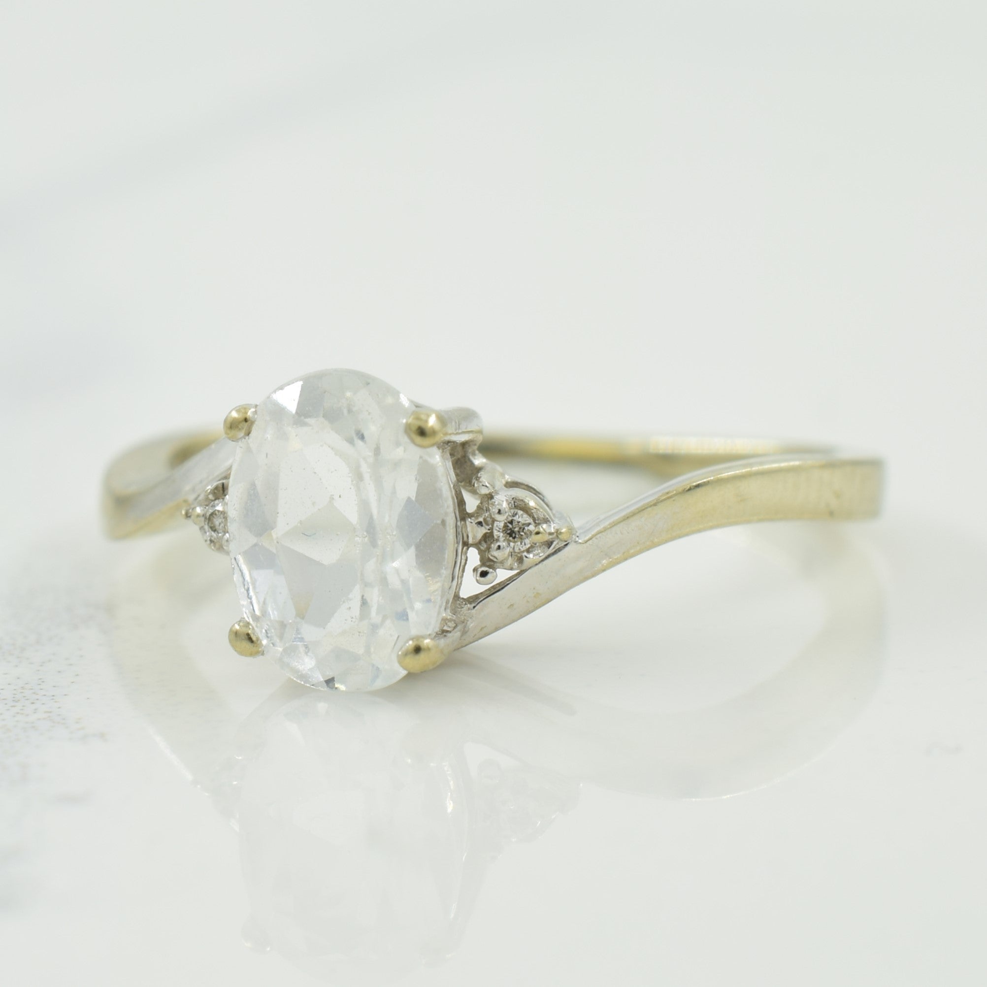 White Topaz & Diamond Bypass Ring | 0.90ct, 0.01ctw | SZ 5.25 |