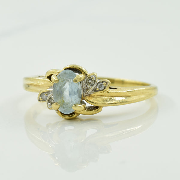 Aquamarine & Diamond Bypass Ring | 0.36ct, 0.02ctw | SZ 7.5 |