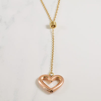 14k Two Tone Heart Necklace | 17.25