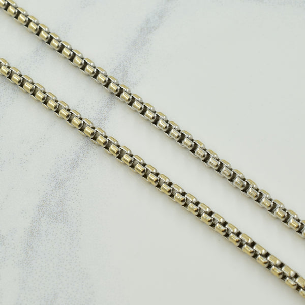 18k White Gold Italian Hallmark Box Chain | 16.5