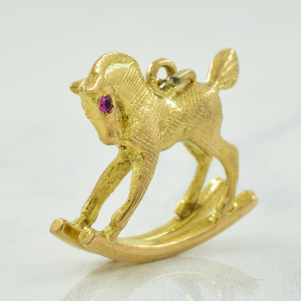 Synthetic Ruby Rocking Horse Charm |