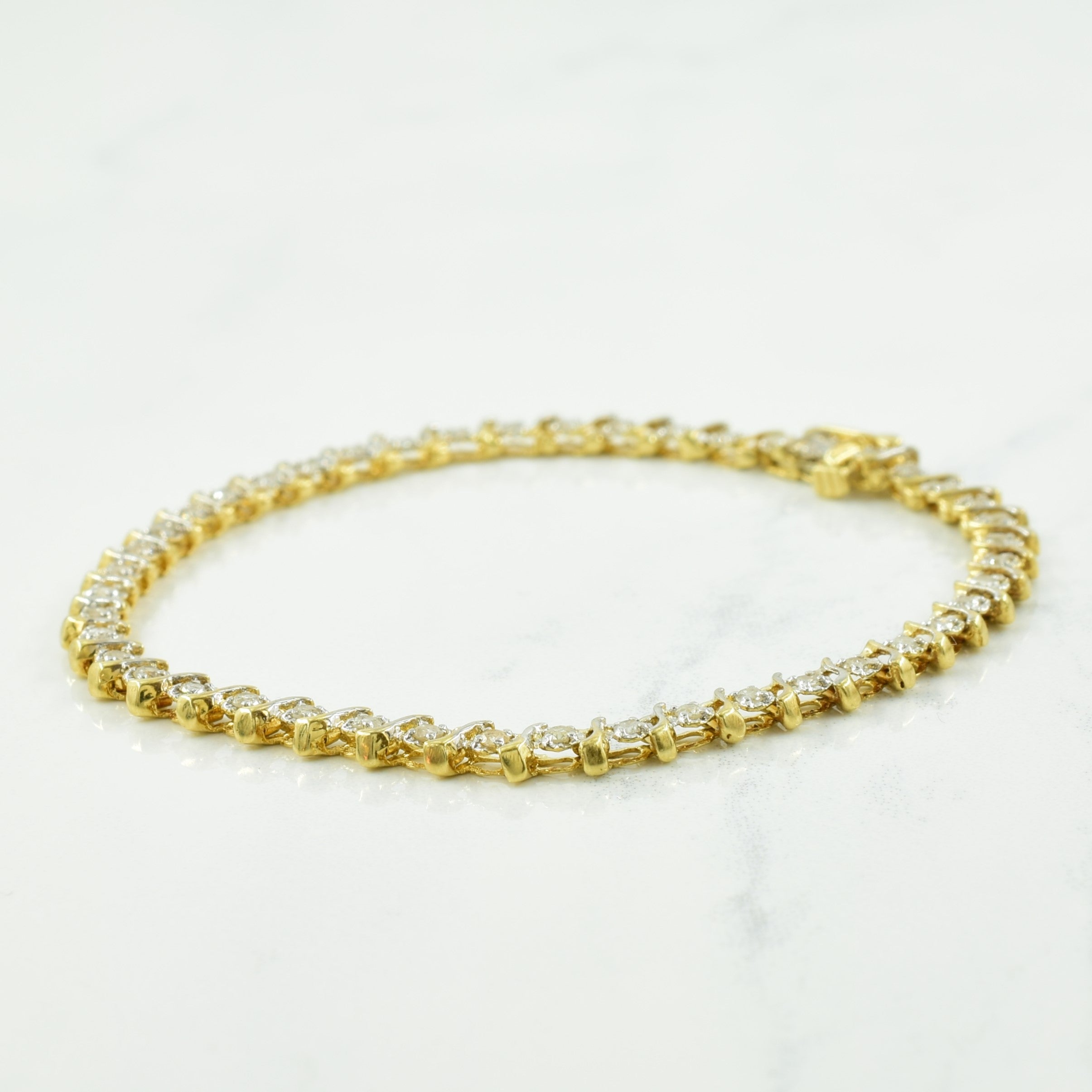 Diamond 14k Yellow Gold Bracelet | 0.90ctw | 7.25" |