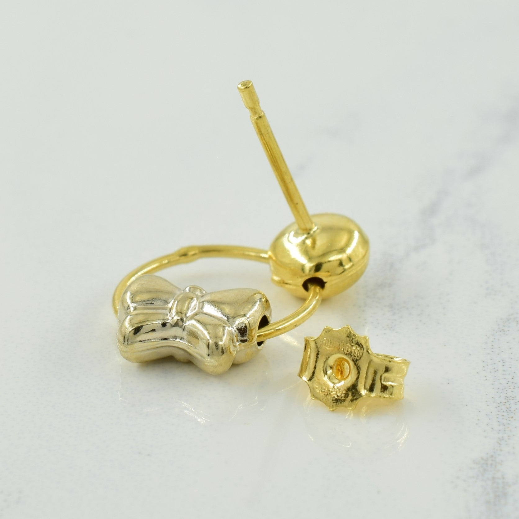 18k Two Tone Gold Bow Earrings |