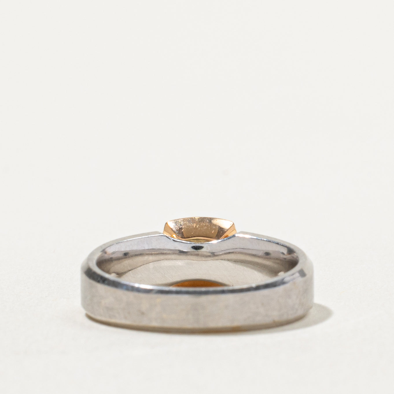 18k Two Tone Solitaire GIA Diamond Matte Engagement Ring | GIA 0.35ct SI2 E Ex | SZ 4.25