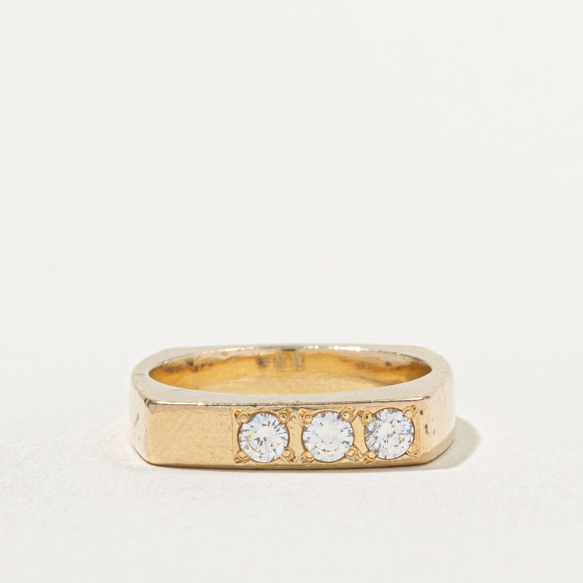 10k Three Stone Diamond Soft-Square Band | 0.30ctw | 4.14mm | SZ 6.75