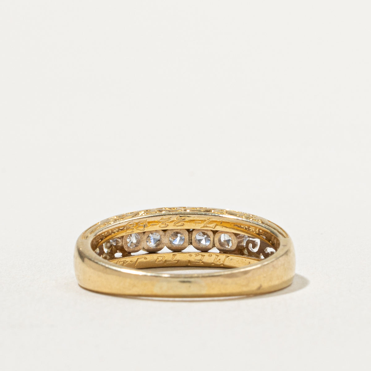 18k Five Stone Diamond Scrollwork Band | 0.36ctw | 5.46mm | SZ 6.5