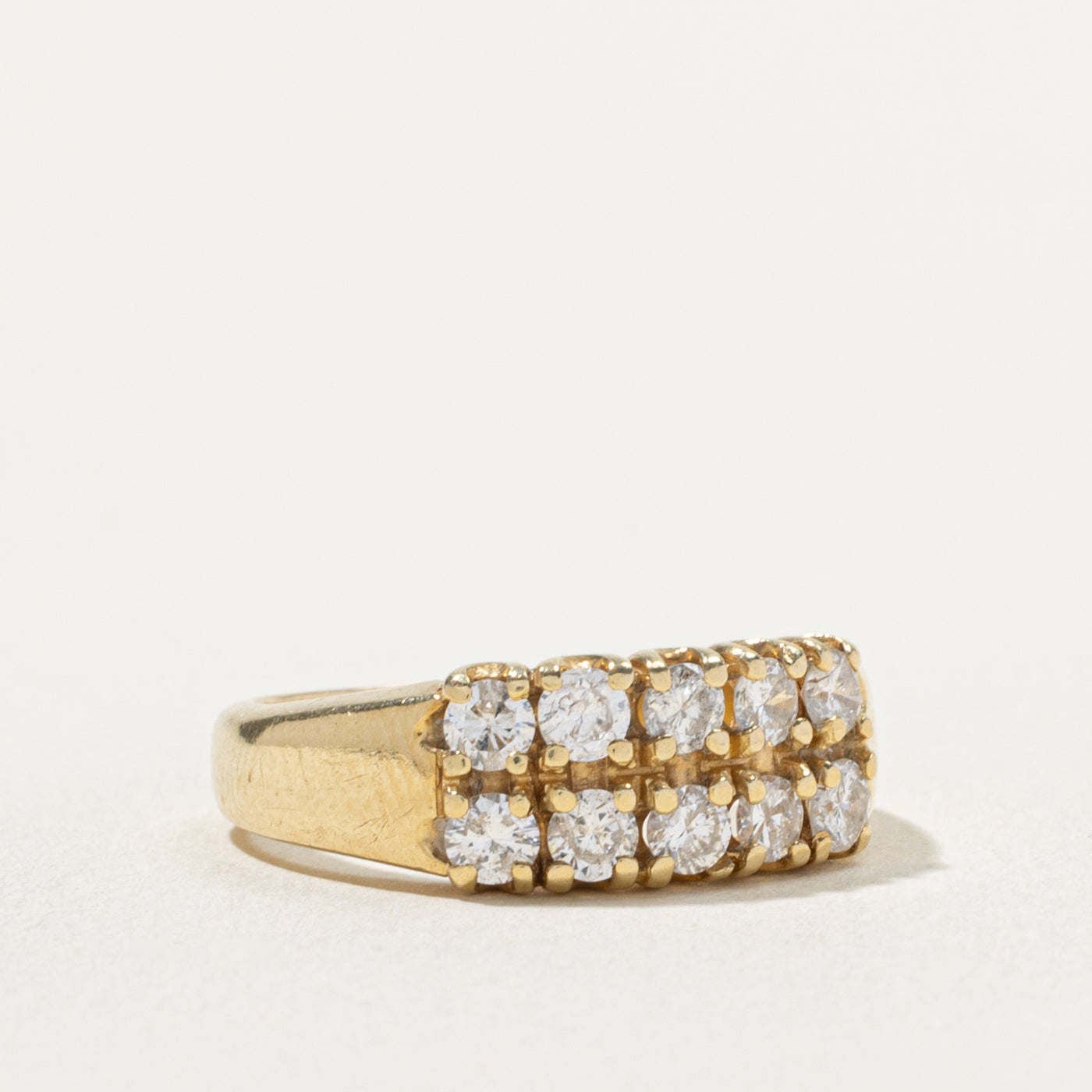 14k Double Row Diamond Ring | 0.90ctw | SZ 8.25