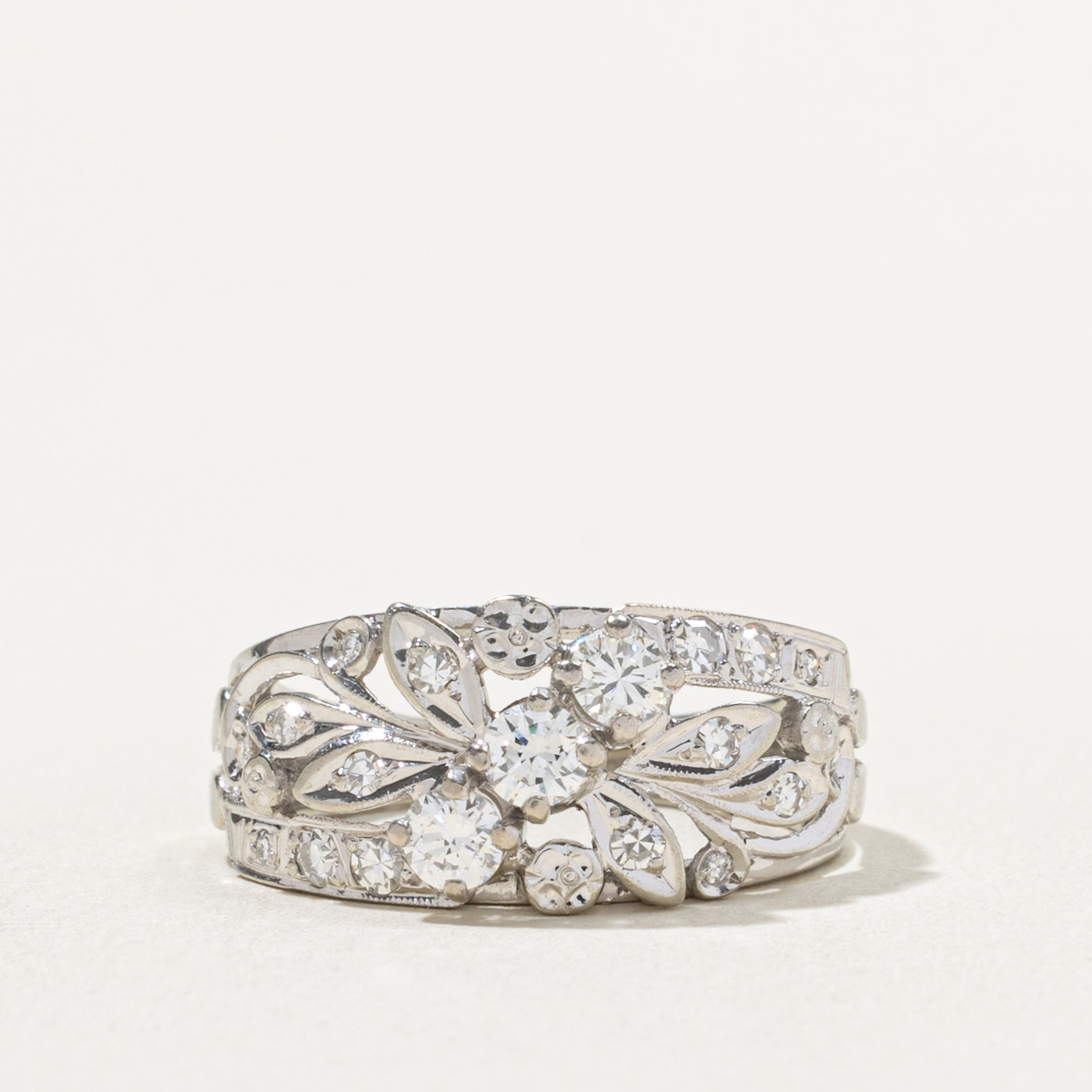 18k Diamond Cluster Openwork Floral Ring | 0.63ctw | SZ 7