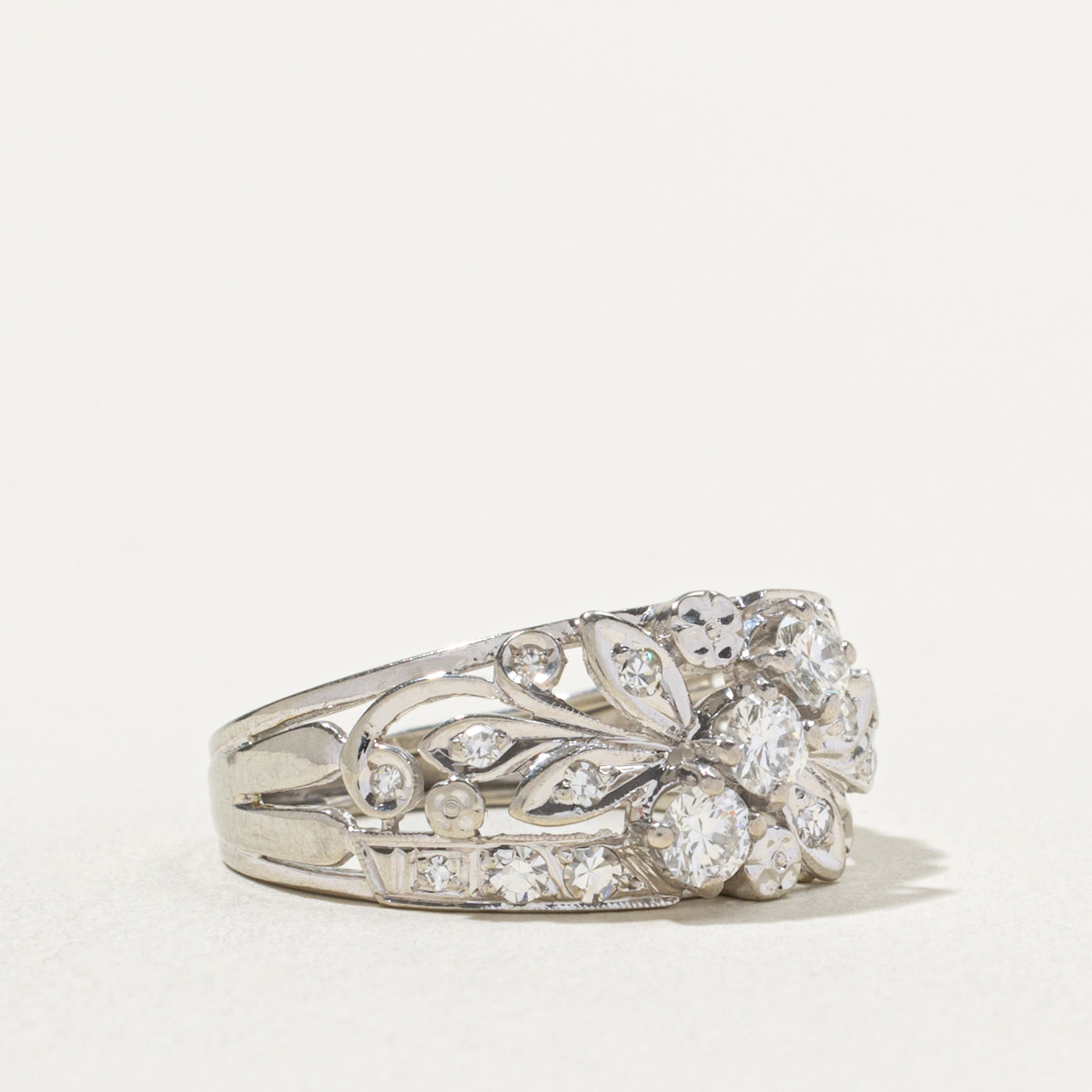 18k Diamond Cluster Openwork Floral Ring | 0.63ctw | SZ 7