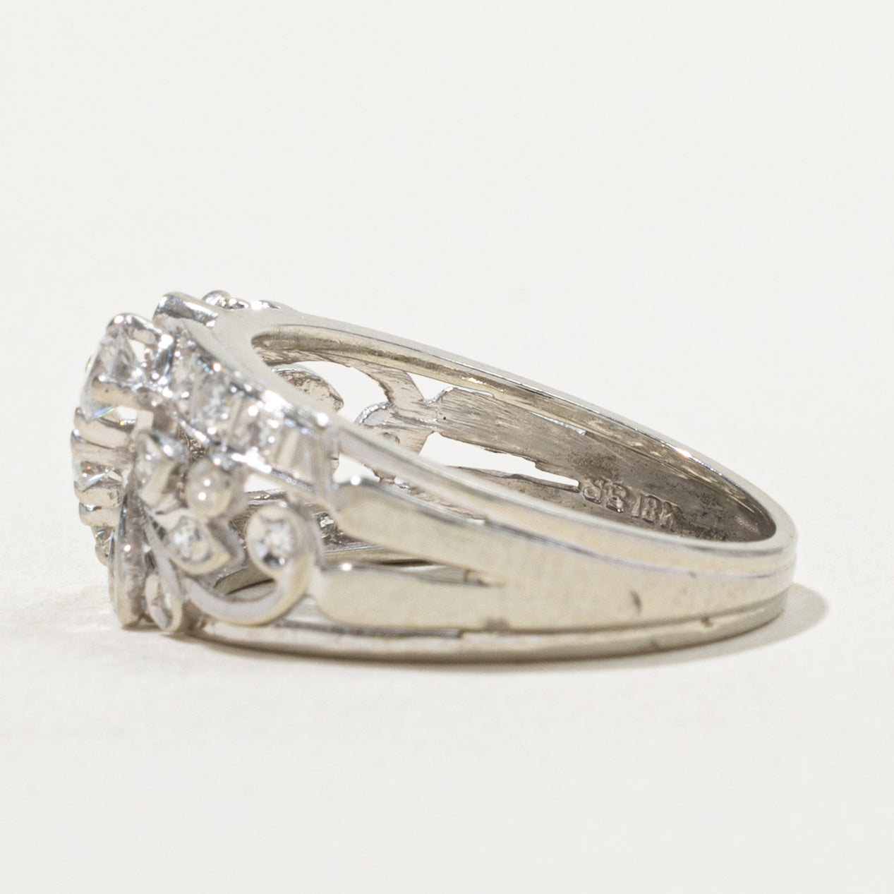 18k Diamond Cluster Openwork Floral Ring | 0.63ctw | SZ 7