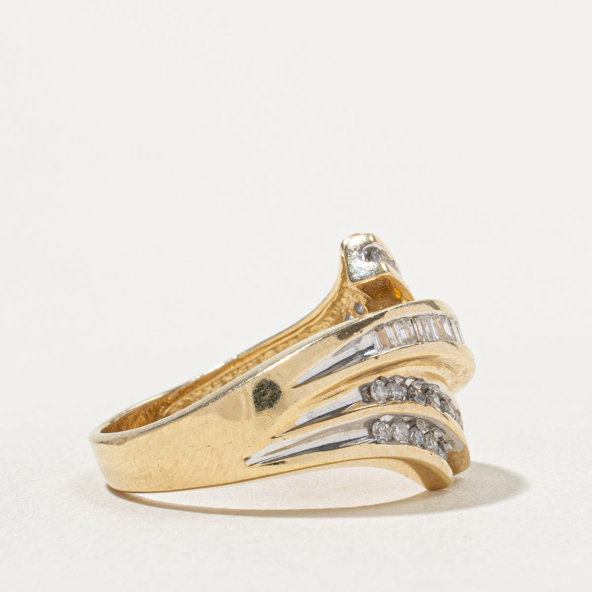 10k Multi Row Diamond Wave Bypass Ring | 0.40ctw | SZ 6.75