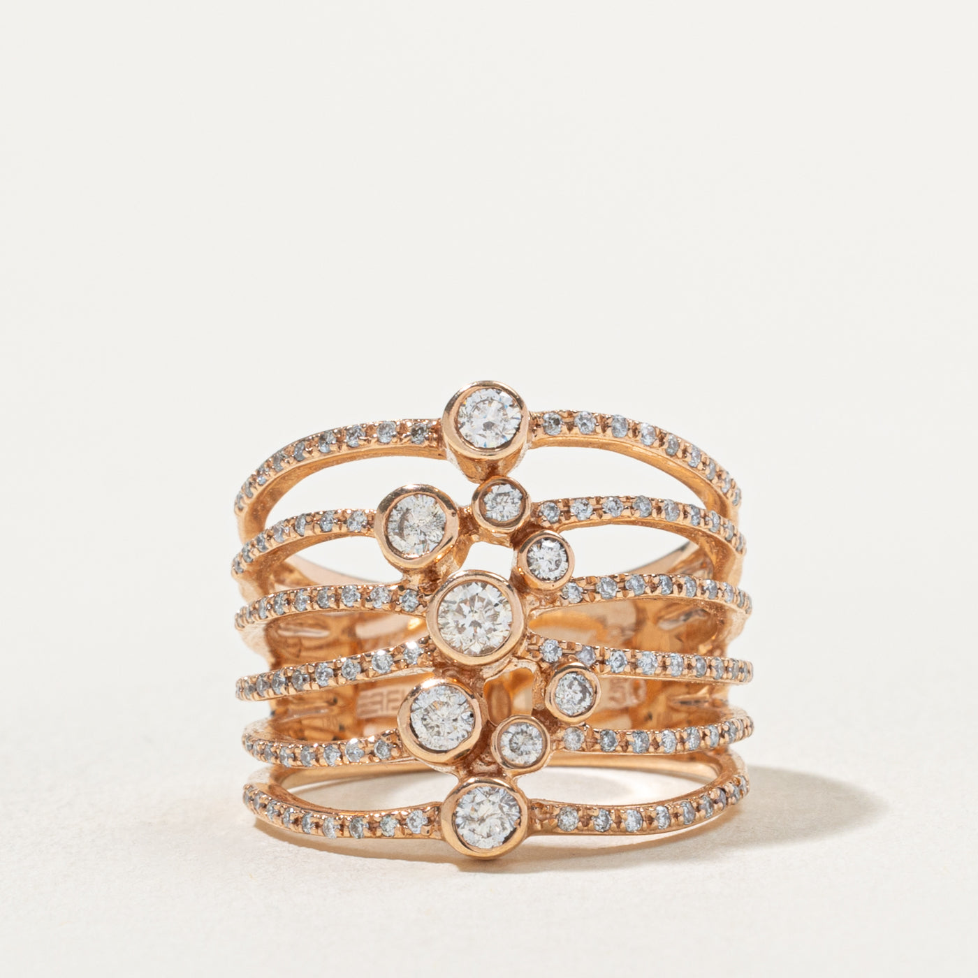'Effy' Multi Row Diamond Bubble Ring | 0.70ctw | SZ 6.75