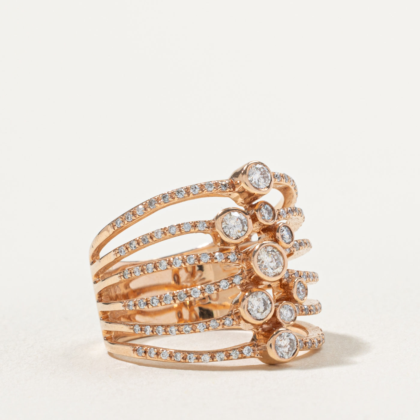 'Effy' Multi Row Diamond Bubble Ring | 0.70ctw | SZ 6.75