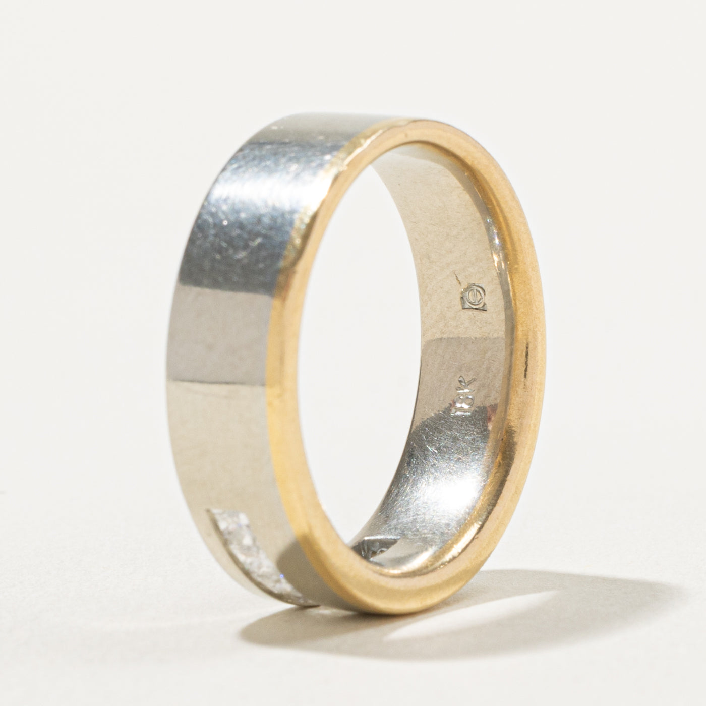 14k Two Tone Channel Set Princess Cut Diamond Band | 0.56ctw | 7.00mm | SZ 10.5