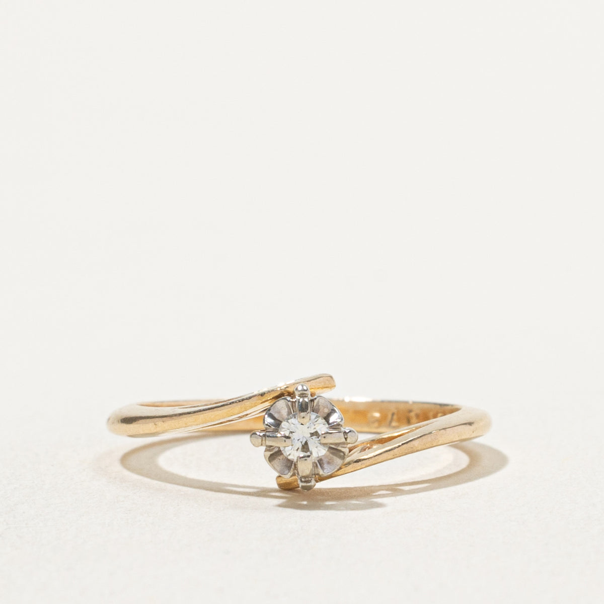 Vintage Canadian Illusion Set Diamond Bypass Ring | 0.06ct | SZ 5.75