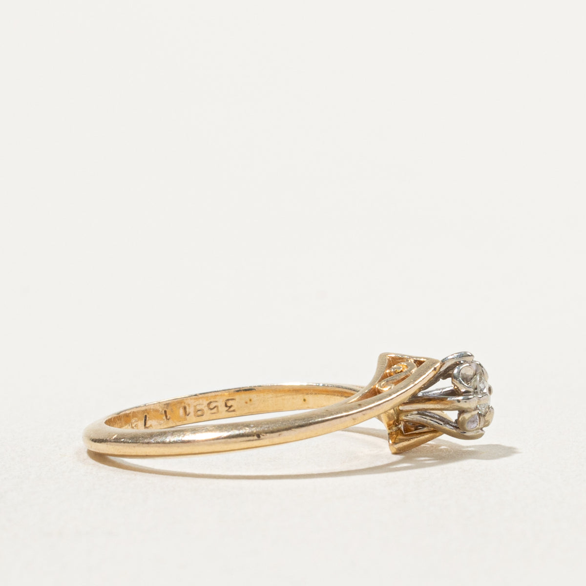Vintage Canadian Illusion Set Diamond Bypass Ring | 0.06ct | SZ 5.75