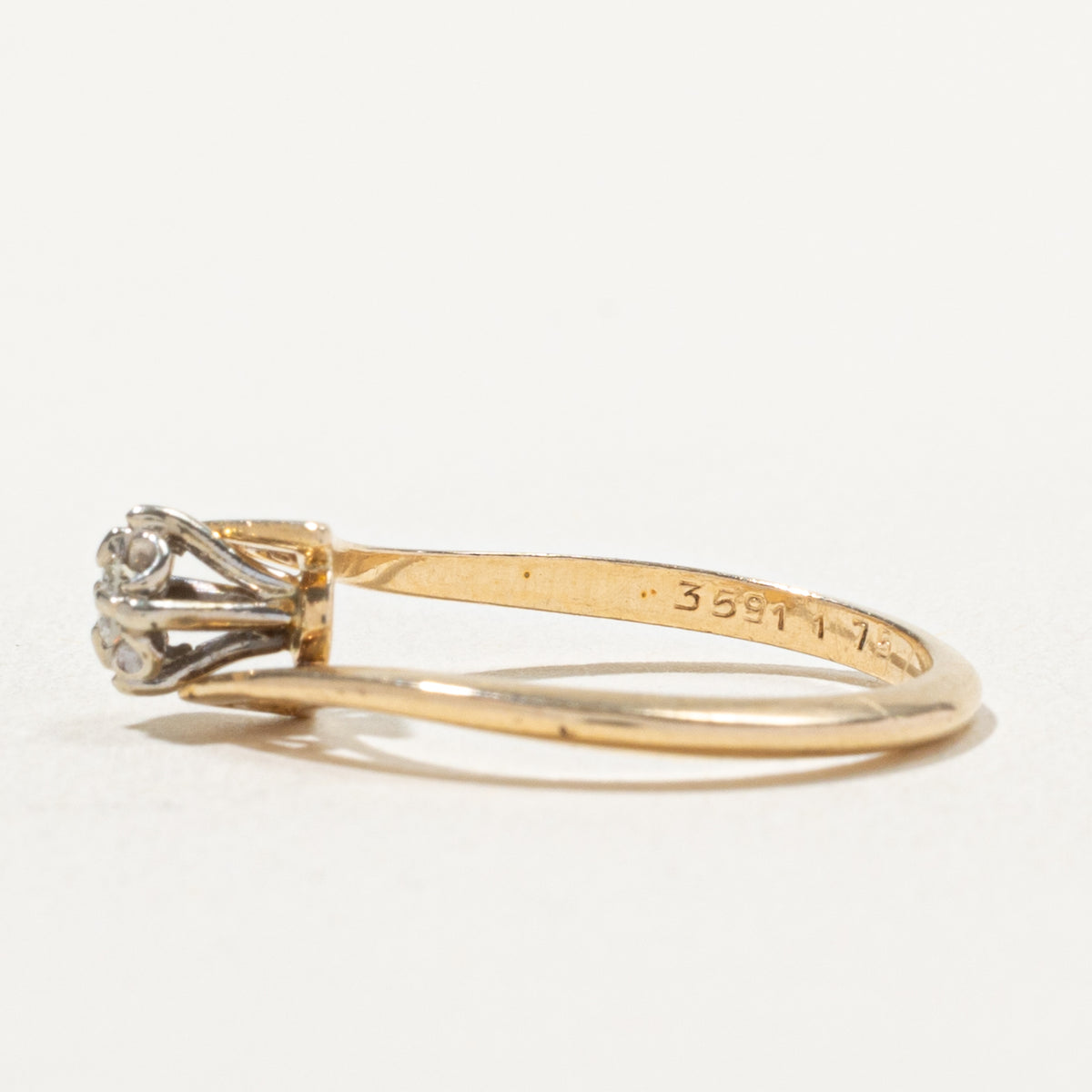 Vintage Canadian Illusion Set Diamond Bypass Ring | 0.06ct | SZ 5.75