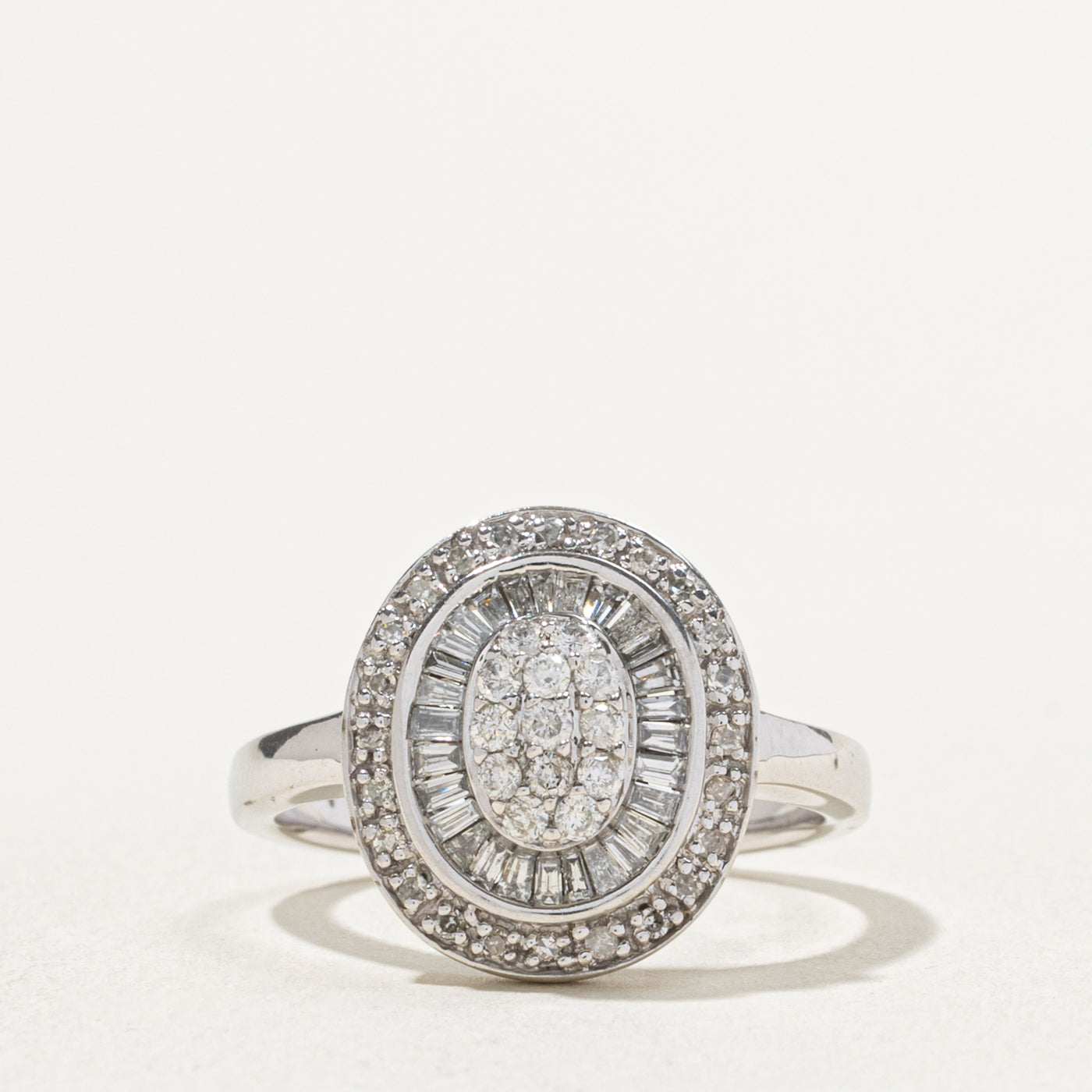 10k Mixed Cut Diamond Oval Cluster Halo Ring | 0.78ctw | SZ 7