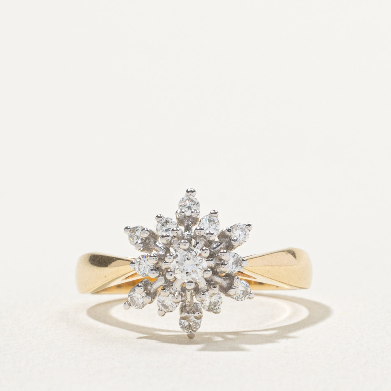 14k Diamond Snowflake Cluster Ring | 0.30ctw | SZ 5.5