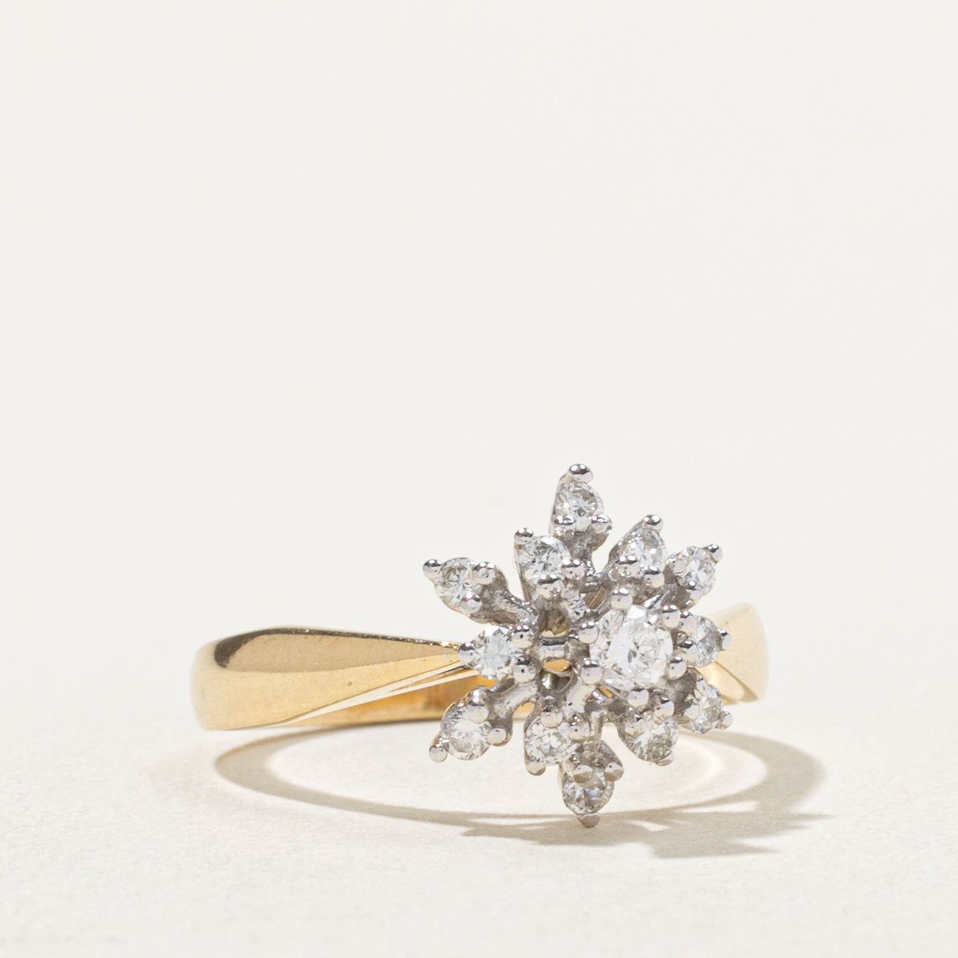 14k Diamond Snowflake Cluster Ring | 0.30ctw | SZ 5.5
