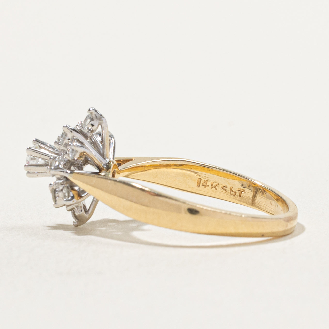 14k Diamond Snowflake Cluster Ring | 0.30ctw | SZ 5.5