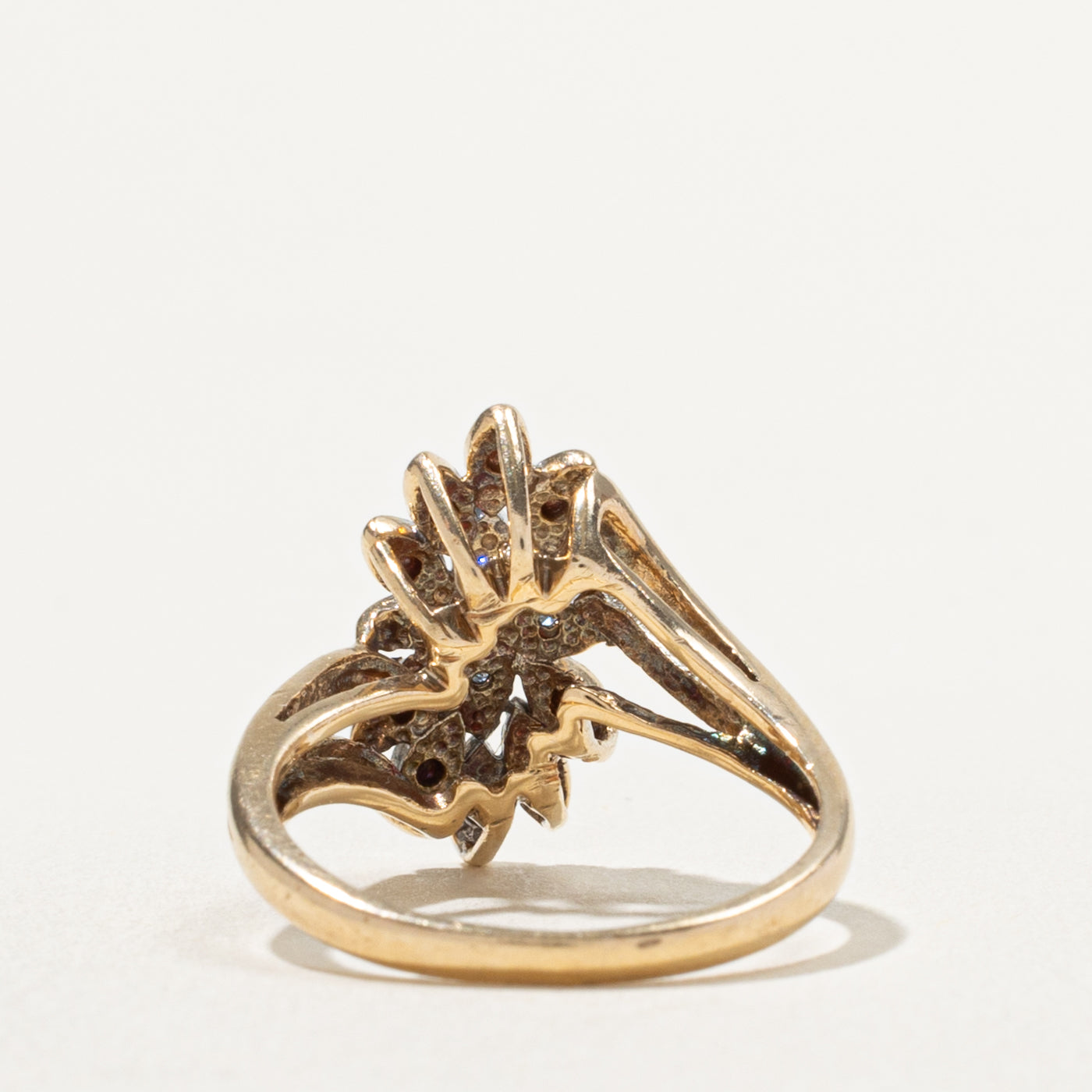 10k Illusion Set Diamond Cluster Floral Bypass Ring | 0.02ctw | SZ 5.5