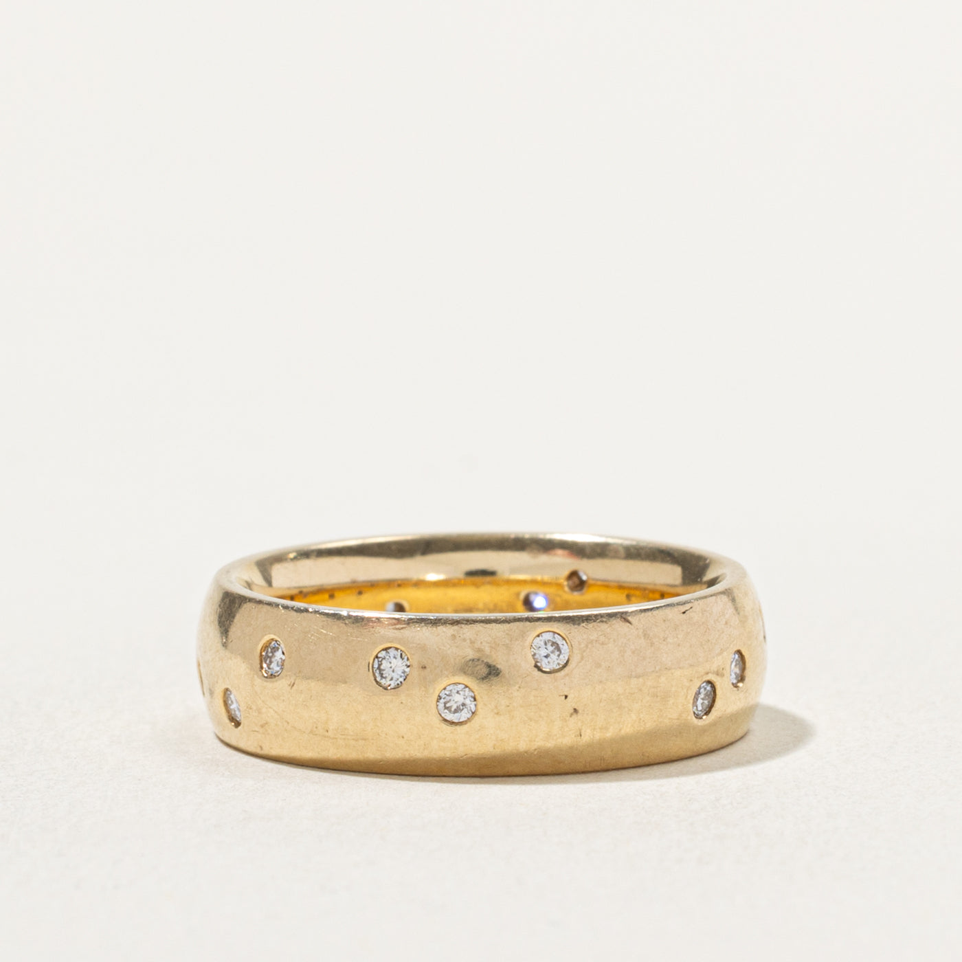 14k Scattered Flush Set Diamond Band | 0.24ctw | 6.00mm | SZ 7